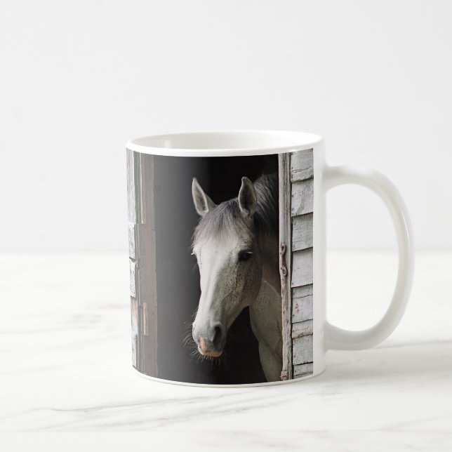 Beautiful Grey Mare Horse & Barn Coffee Mug (Right)