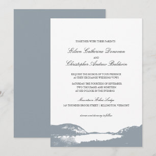 Beautiful Grey Mountain Lake   Wedding Invitation