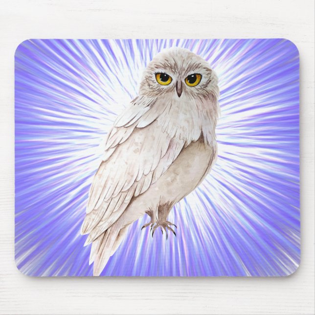 beautiful grey owl mouse pad (Front)