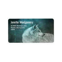 Beautiful Grey Wolf in a Dark Forest Address