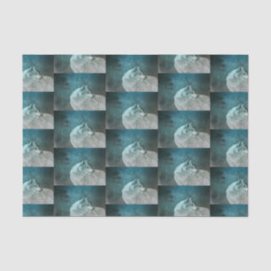 Beautiful Grey Wolf in a Dark Forest Pattern Tissue Paper