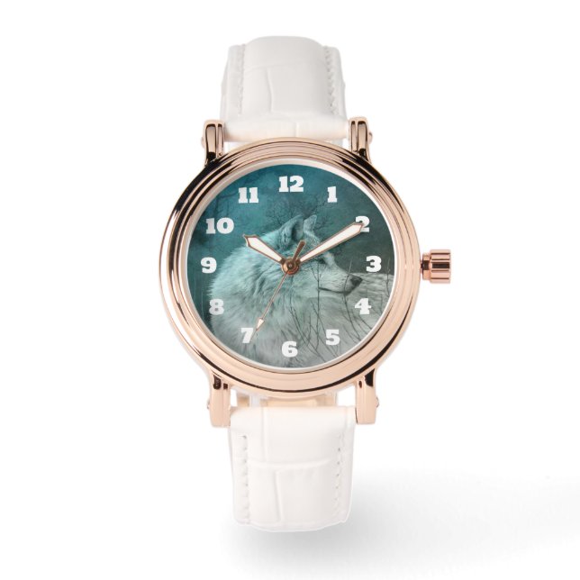 Beautiful Grey Wolf in a Dark Forest Watch (Front)