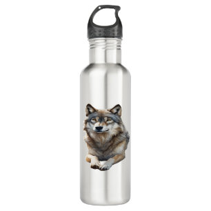 Beautiful Grey Wolf lounging  710 Ml Water Bottle