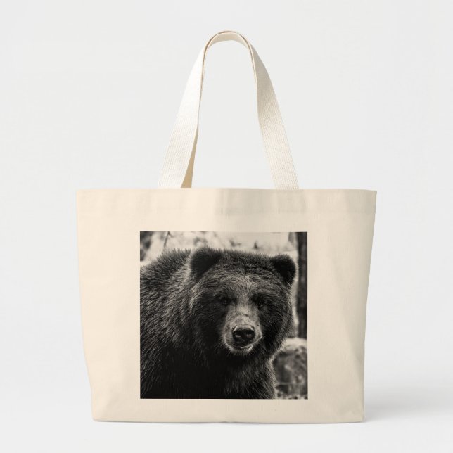 Beautiful Grizzly Bear Photo Large Tote Bag (Front)