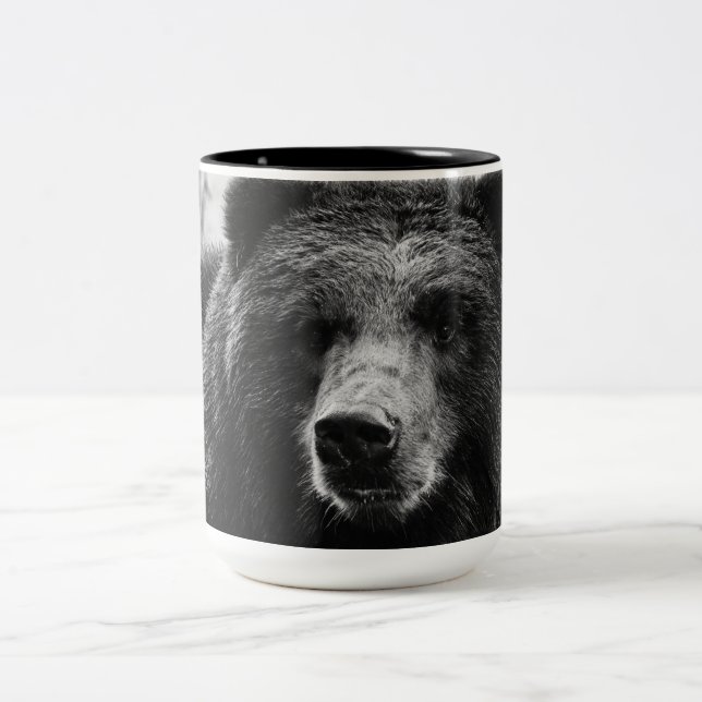 Beautiful Grizzly Bear Two-Tone Coffee Mug (Center)