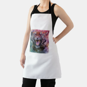 Beautiful Growling Bengal Tiger Face Photo Apron