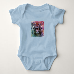 Beautiful Growling Bengal Tiger Face Photo Baby Bodysuit