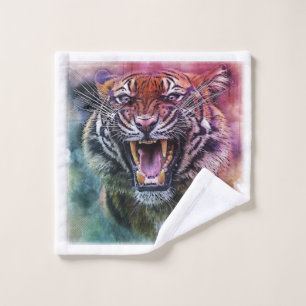 Beautiful Growling Bengal Tiger Face Photo Bath Towel Set