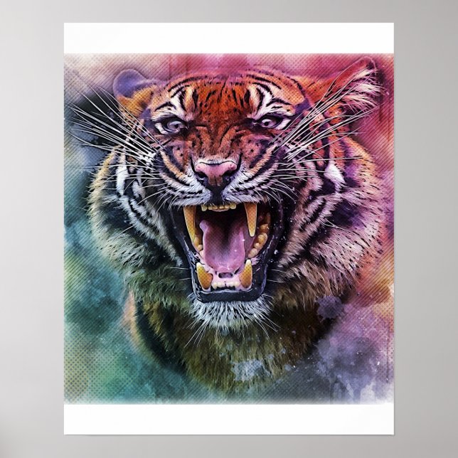 Beautiful Growling Bengal Tiger Face Photo Poster (Front)