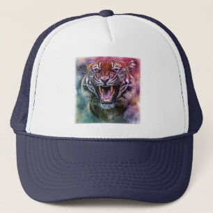 Beautiful Growling Bengal Tiger Face Photo Trucker Hat