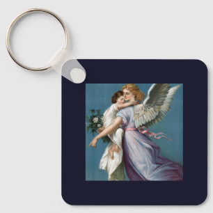 Beautiful Guardian Angel Painting Keychain