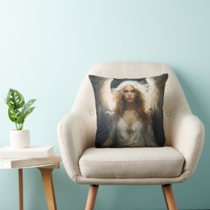 Beautiful Guardian Angel Throw Pillow