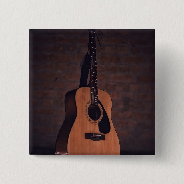 Beautiful Guitar 2 Inch Square Button (Front)