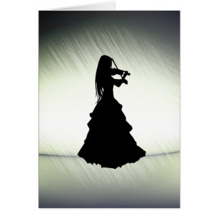 Beautiful Gypsy Girl Plays Violin Green