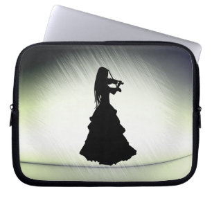 Beautiful Gypsy Girl Plays Violin Green  Laptop Sleeve