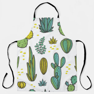 Beautiful hand drawn cacti abstract natural seamle apron
