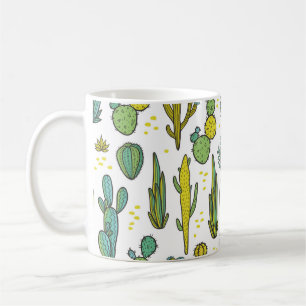 Beautiful hand drawn cacti abstract natural seamle coffee mug
