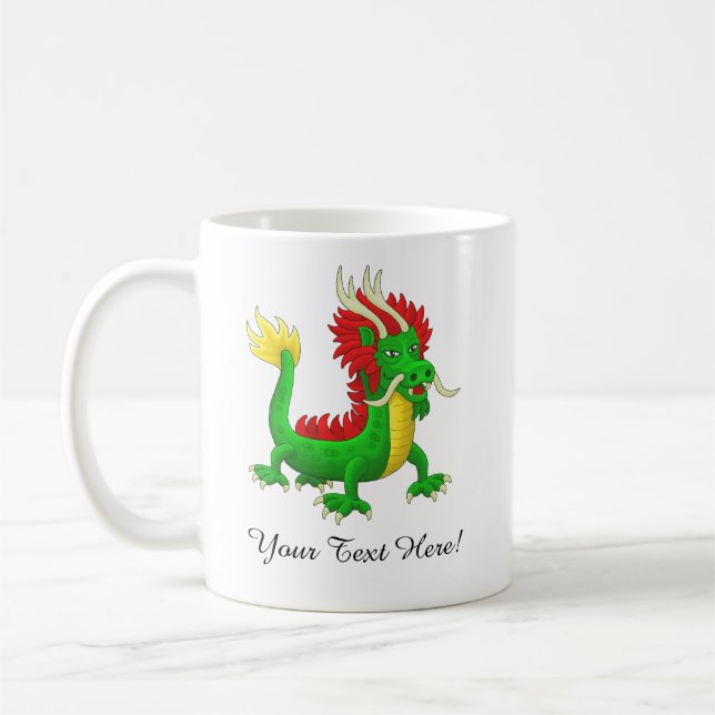 Beautiful Hand Drawn Chinese Dragon Coffee Mug (Left)