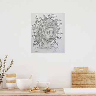Beautiful Hand Drawn Medusa Poster
