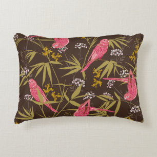 Beautiful Hand drawn parrot birds in Bamboo forest Accent Pillow