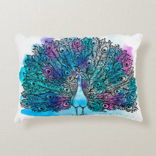 Beautiful Hand drawn Peacock bird consist many det Accent Pillow