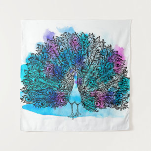 Beautiful Hand drawn Peacock bird consist many det Tapestry