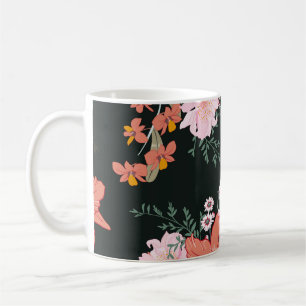 Beautiful hand drawn tropical forest floral,  seam coffee mug