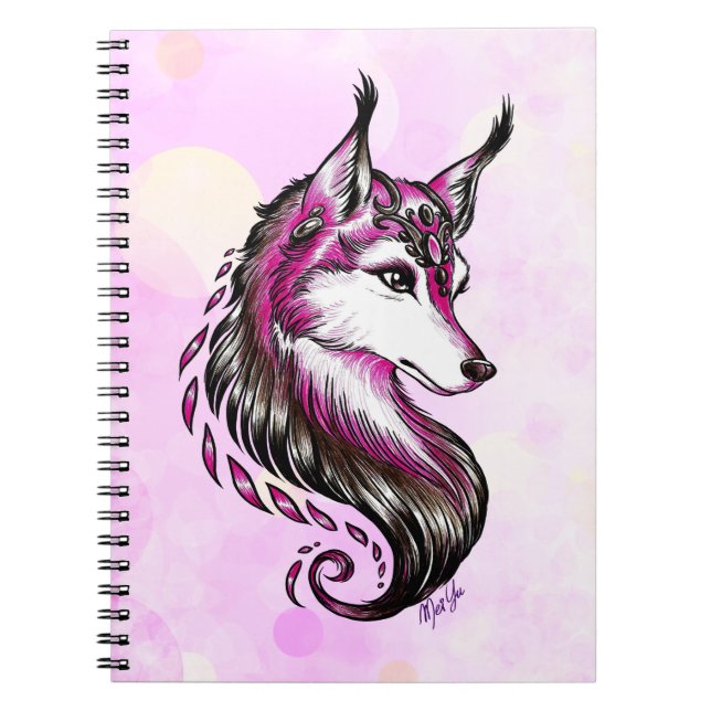 Beautiful Hand Drawn Wolf Art School Notebook (Front)