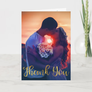 Beautiful Hand Lettered Gold Thank You Card