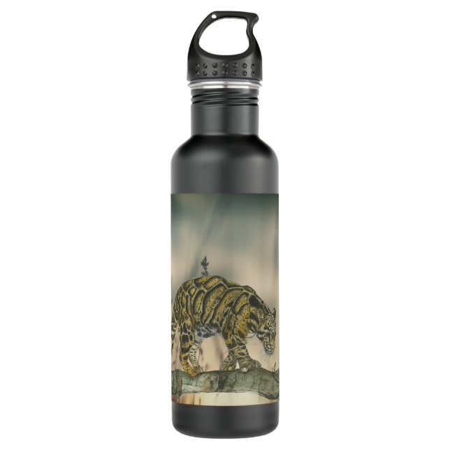  Beautiful Hand-Painted Clouded Leopard 710 Ml Water Bottle (Front)