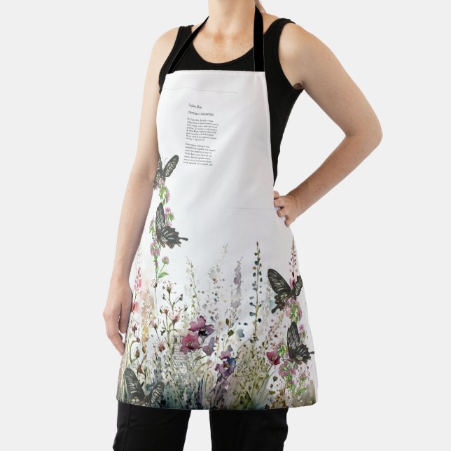 Beautiful Hand-Painted  Endangered Ceylon Rose Apron (Insitu)