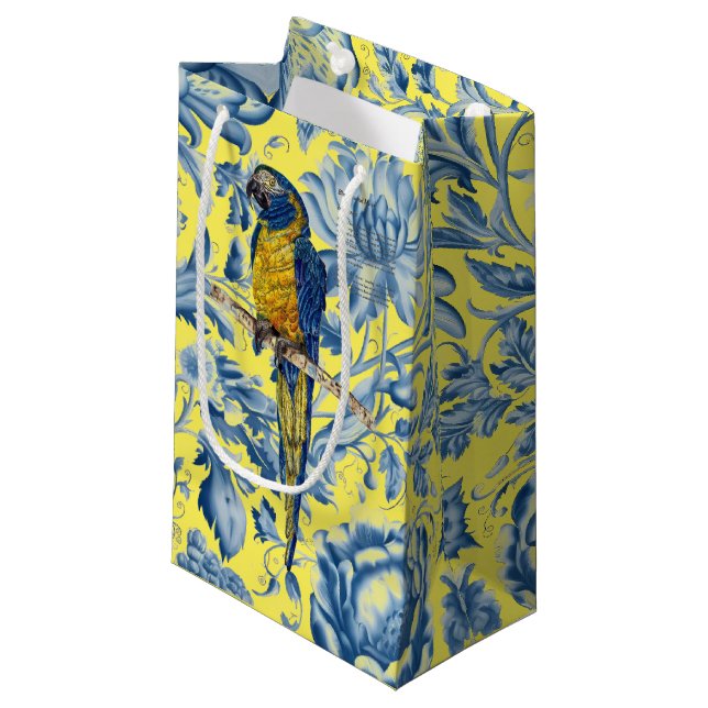 Beautiful Hand- Painted Endangered Macaw Small Gift Bag (Front Angled)