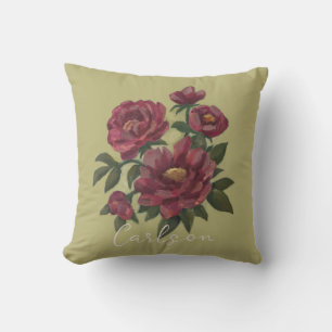 Beautiful, hand-painted floral spray customized throw pillow