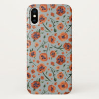 Beautiful Hand Painted Orange Poppy Flower Pattern