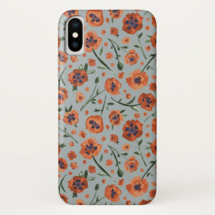Beautiful Hand Painted Orange Poppy Flower Pattern Case-Mate iPhone Case