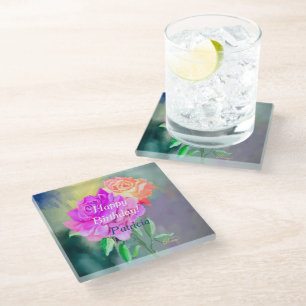 Beautiful hand painted roses  for special occasion glass coaster