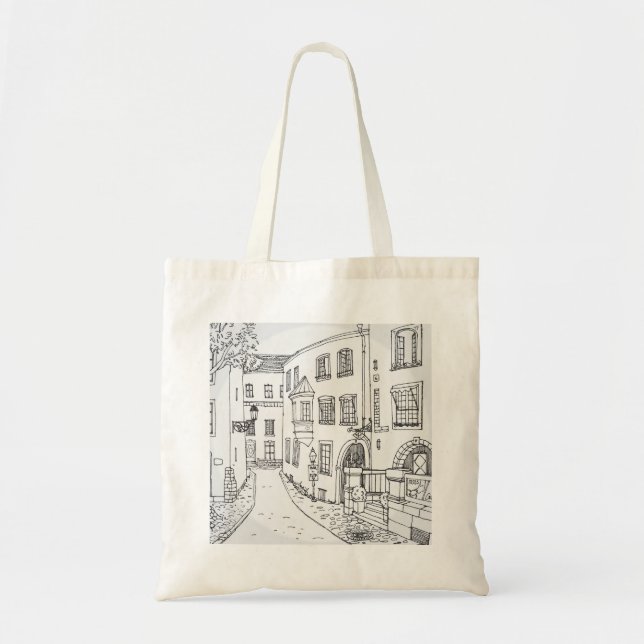 Beautiful Hand Sketch Double Sided Tote Bag (Front)