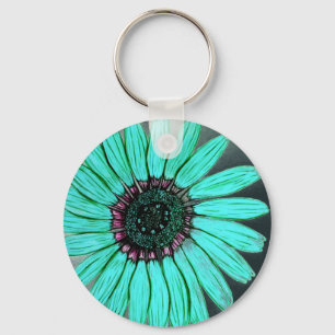 Beautiful hand Sketched Flower Keychain