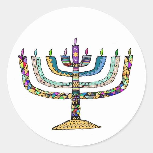Beautiful Hanukkah Menorah Favour/Envelope Sticker (Front)