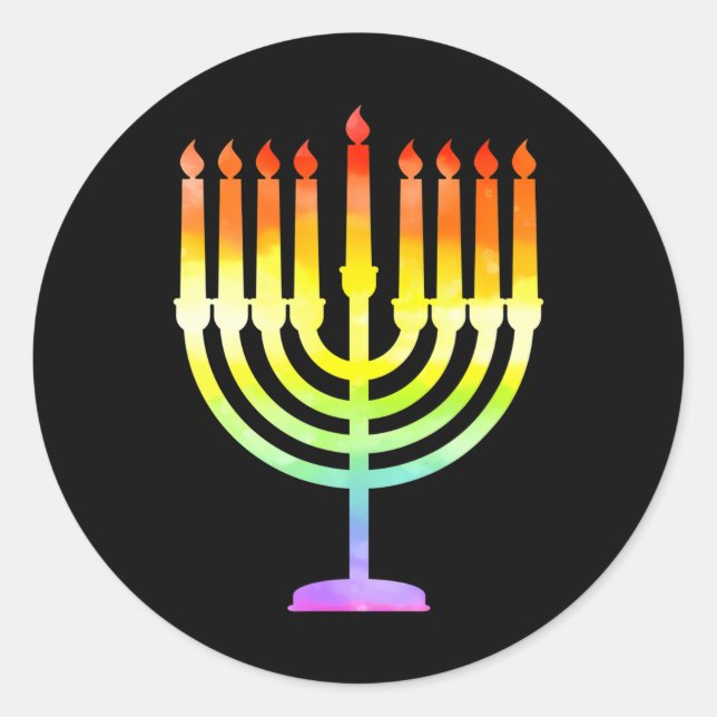 Beautiful Hanukkah Menorah Happy Hanukkah Classic Round Sticker (Front)