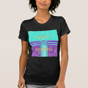 Beautiful Happy Holidays Blue Cyan vector design T-Shirt