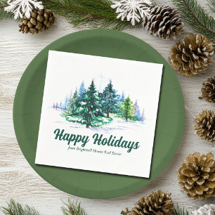 Beautiful Happy Holidays Custom Christmas Party Napkin