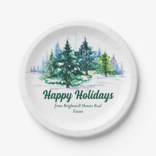 Beautiful Happy Holidays Custom Christmas Party Paper Plate