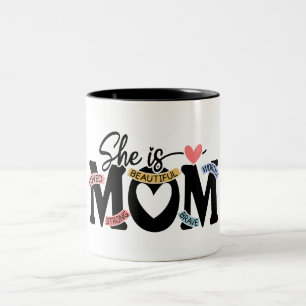 Beautiful Happy Mother's Day Mom Two-Tone Coffee Mug