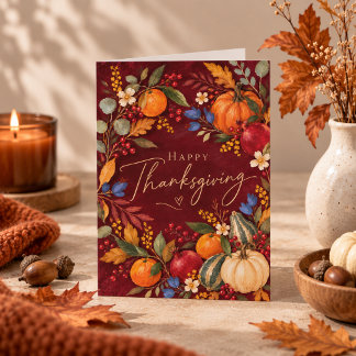 Beautiful Happy Thanksgiving Holiday Greeting Card