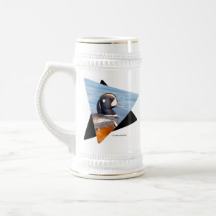 Beautiful Harlequin Duck on the Rock Beer Stein