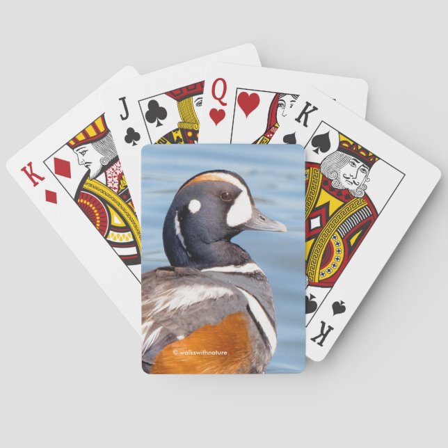 Beautiful Harlequin Duck on the Rock Playing Cards (Back)