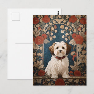 Beautiful Havanese Dog William Morris Floral Postcard