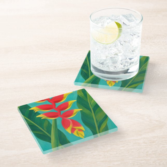 Beautiful hawaii art glass coaster (Angled)
