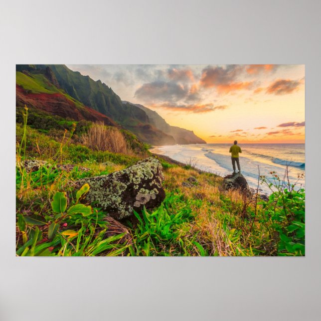 Beautiful Hawaii Beach | Sun Sand & Green Paradise Poster (Front)